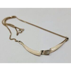 Vintage Gold tone and White enamel Choker Necklace